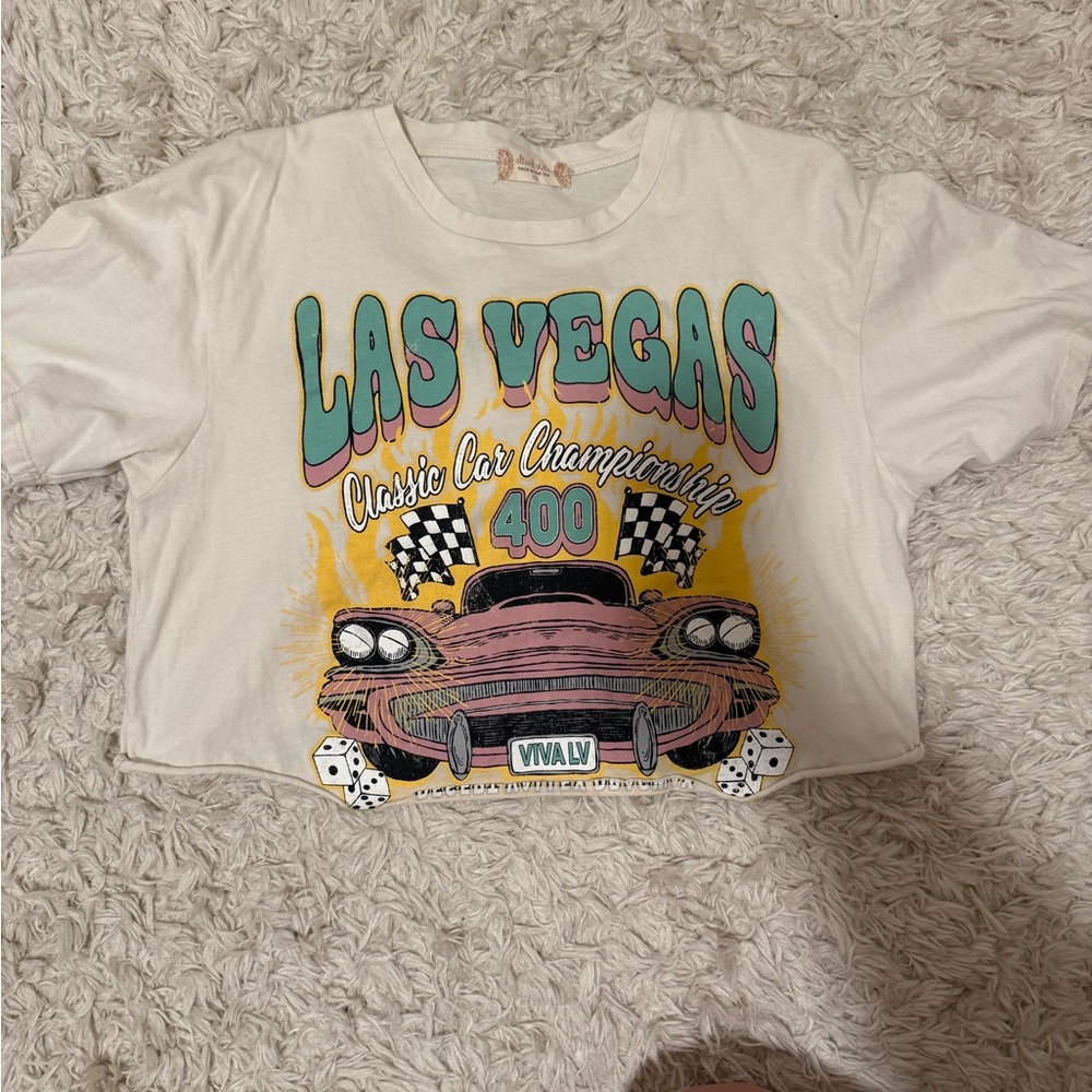 Altar'd State White Las Vegas Graphic Crop Top